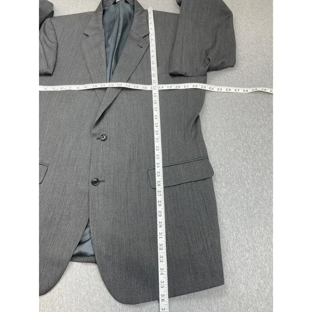 Jos A Bank Signature Suit Men 46XL Gray Herringbone Wool Pants 40 x 31 - 2 Piece